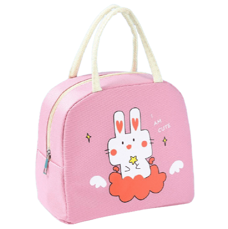 sac a repas rose motif lapin