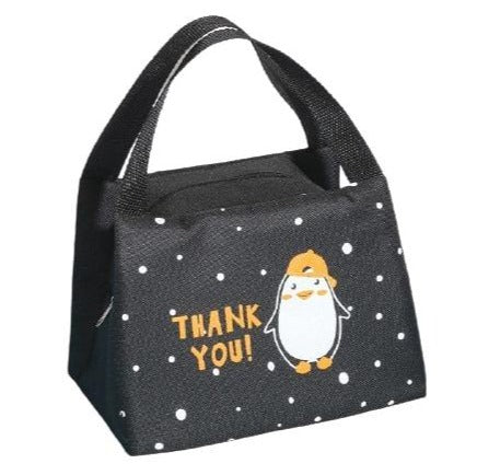 sac isotherme noir pour repas motif pingouin neige