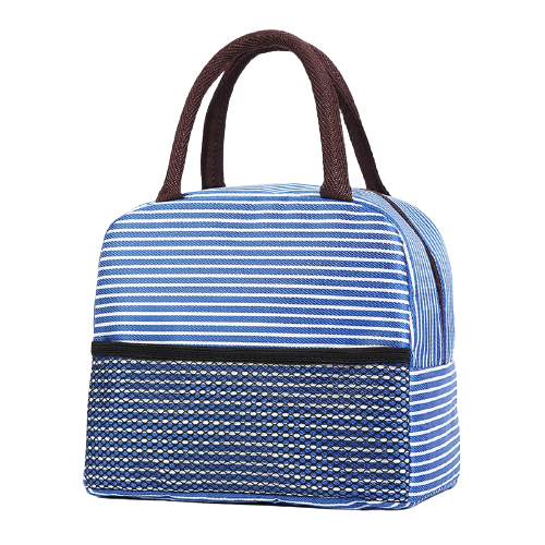sac isotherme repas raye bleu et blanc