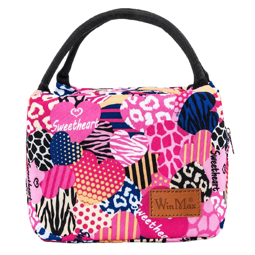 sac repas isotherme rose motif sweetheart