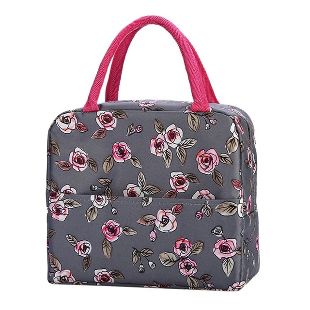 sac isotherme pour repas violet avec fleur de rosier