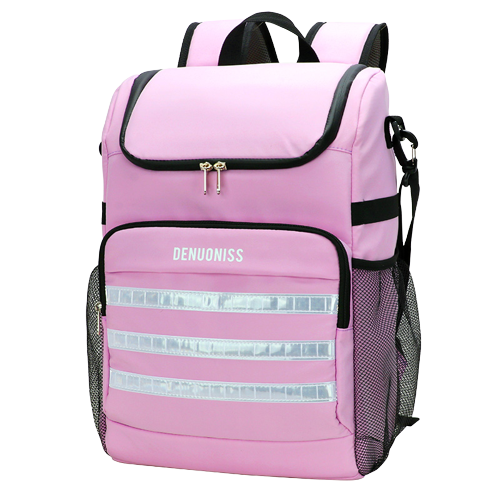 sac a dos isotherme violet pour randonnée avec bandes reflechissantes