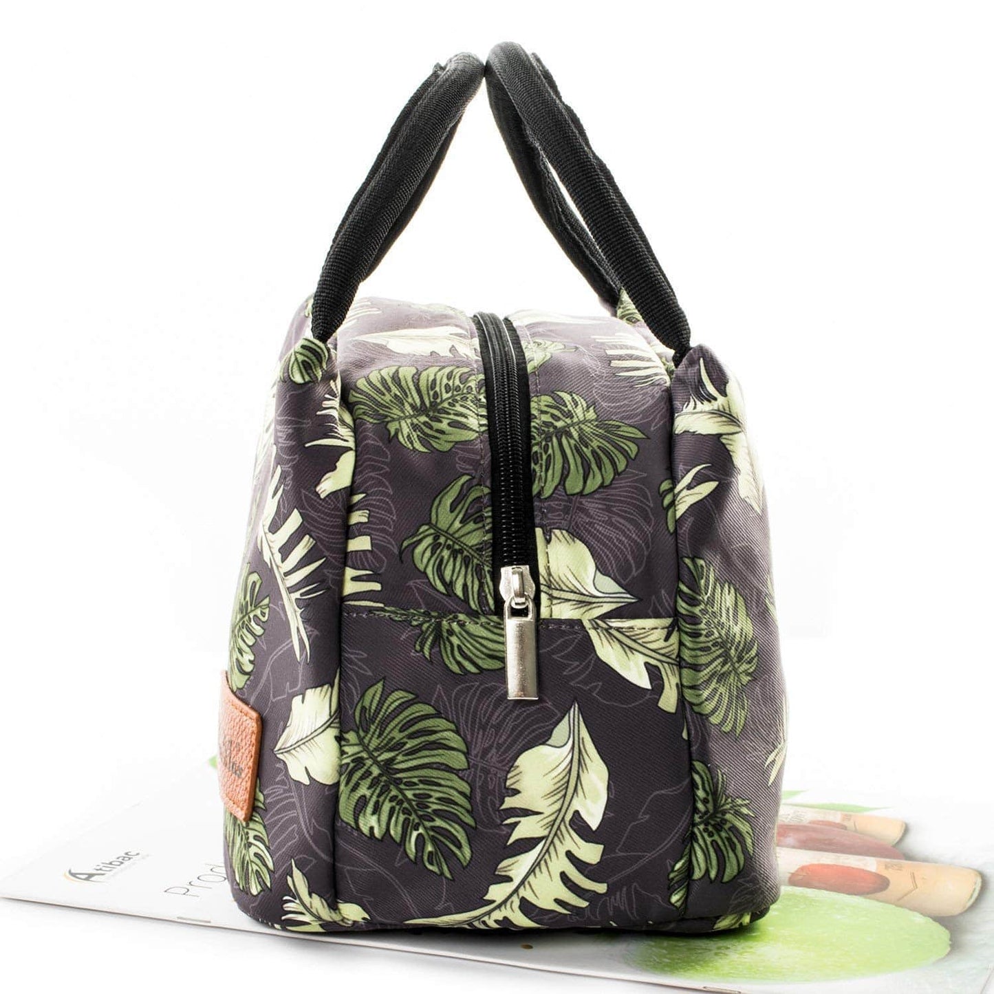 sac repas isotherme motif feuilles black jungle