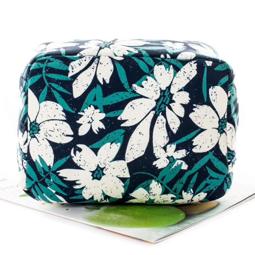 arriere sac dejeuner isotherme motif fleurs blanches