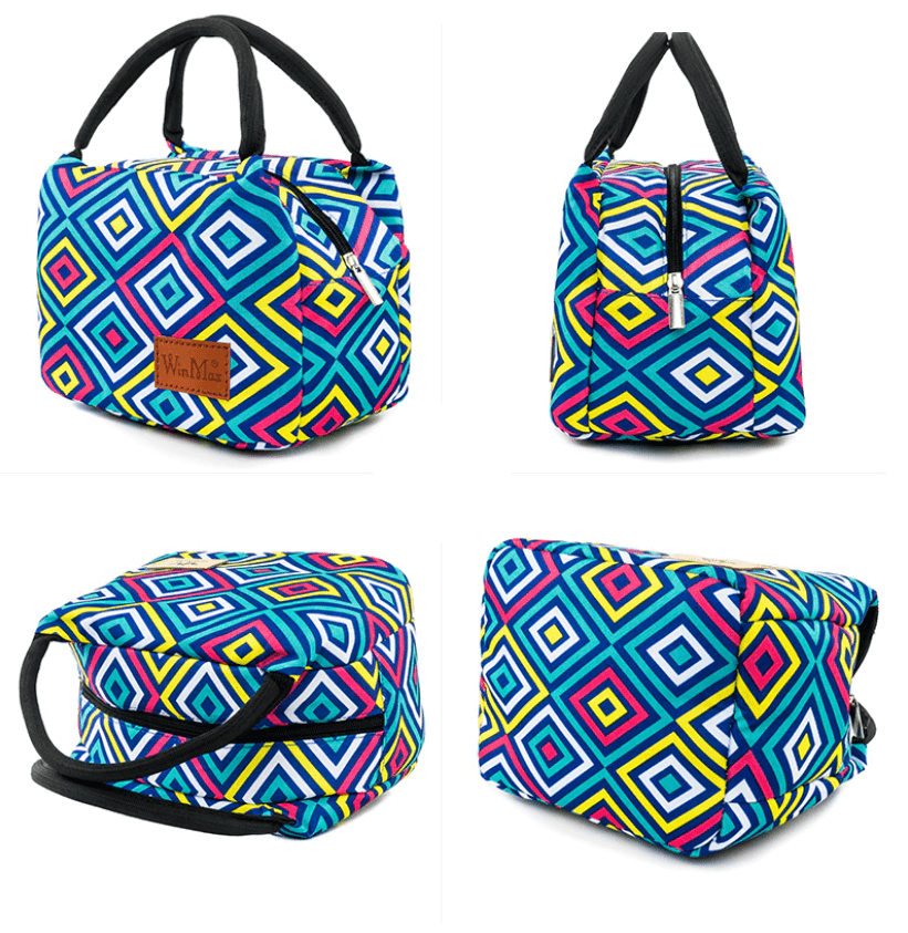 quatre faces sac isotherme repas multicolore
