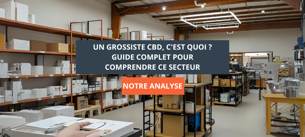 salle de réserve grossiste CBD avec titre article de blog