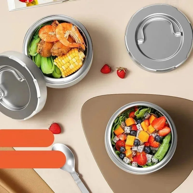 Boîte Repas Isotherme Ronde en Inox avec Poignée