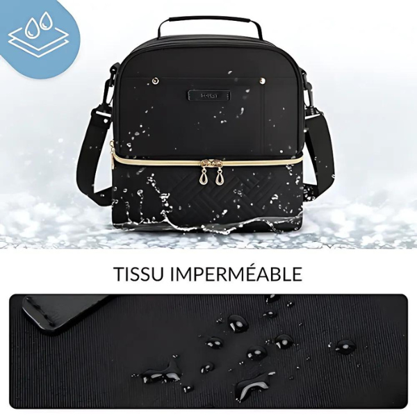 Sac isotherme noir double compartiment waterproof