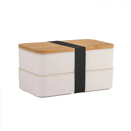 bento bambou blanc à 2 étages