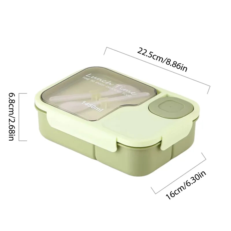 Boîte à Bento Grande Capacité 3 Compartiments avec Couverts (1450 ml)