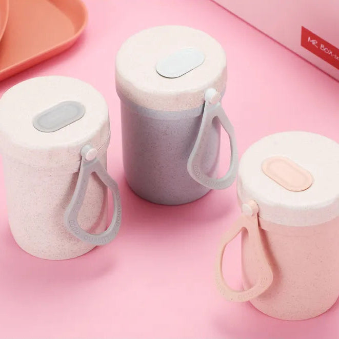 boîte à soupe saine hermétique blanche rose bleue