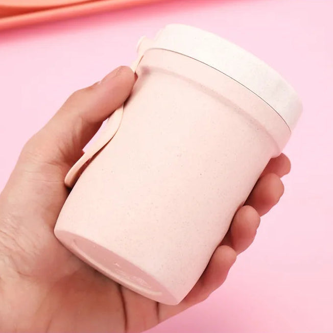 Boîte à soupe hermétique rose facile à porter