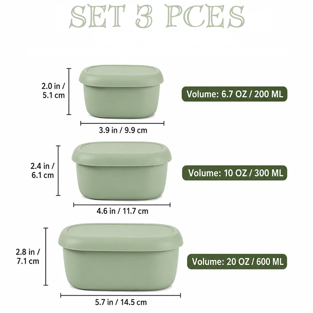 Set de 3 Boîtes Repas en Silicone Alimentaire avec Couvercles