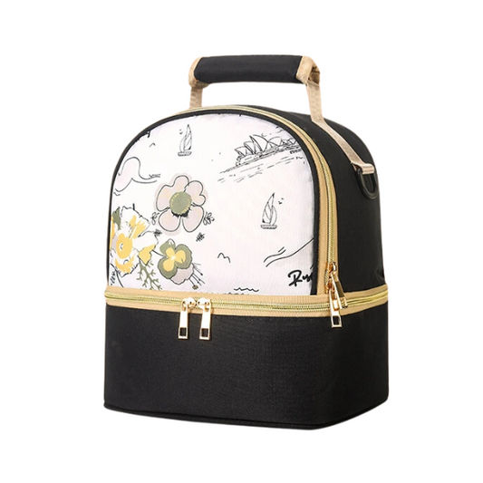 lunch bag isotherme design noir floral 