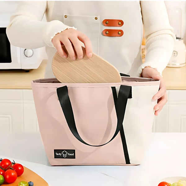 lunch bag isotherme rose à main pour femme