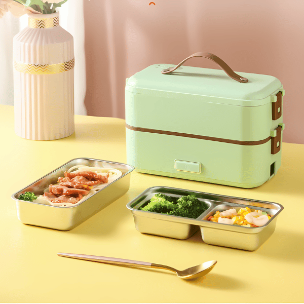 compartiments double lunch box electrique verte