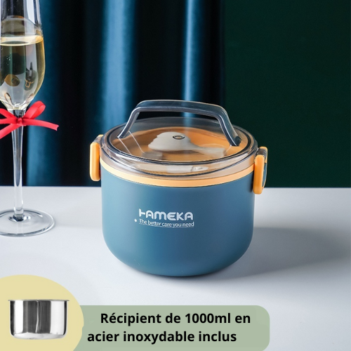 Lunch Box Compartimentée Inox Bleue