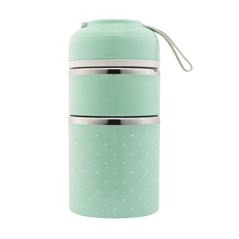 lunch box vert à pois deux étages