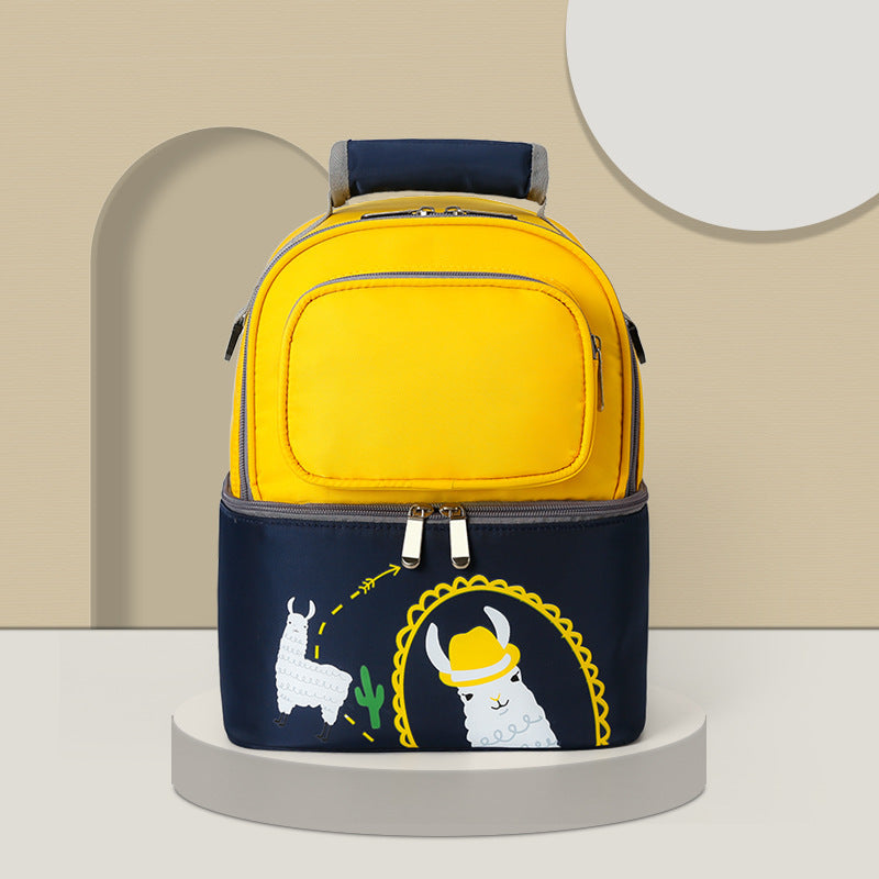 sac biberon bebe jaune et bleu marine