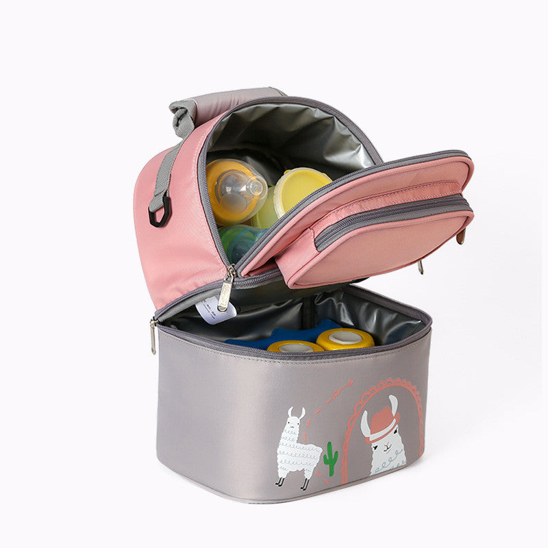 sac biberon bebe rose et gris ouvert