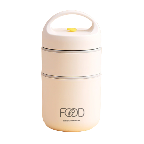 Lille Home Boîte à Déjeuner Isotherme 3 Niveaux Acier Inoxydable 2,6L Avec Sac - Beige