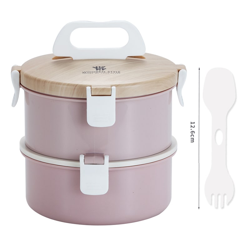 lunch box isotherme ronde rose 2 étages
