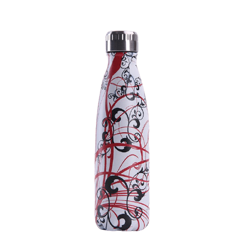 gourde inox bouteille isotherme art japonais blanc et noir