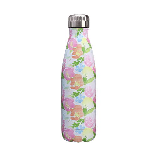 gourde inox bouteille isotherme motif fleurs coquelicots de toutes les couleurs