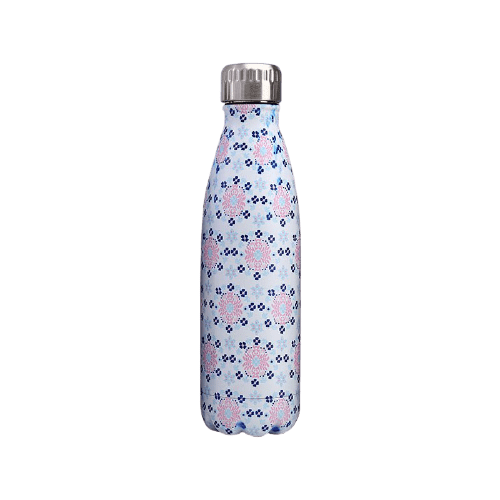 gourde inox bouteille isotherme motif mosaïque en forme de fleurs