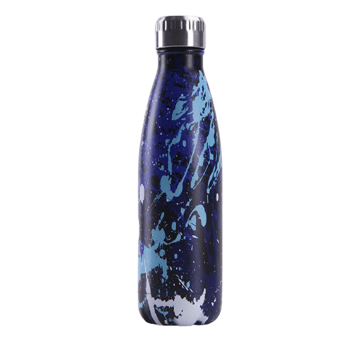 bouteille isotherme gourde inox motif peinture couleur bleu