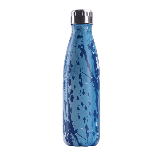 gourde inox bouteille isotherme motif de peinture couleur bleue