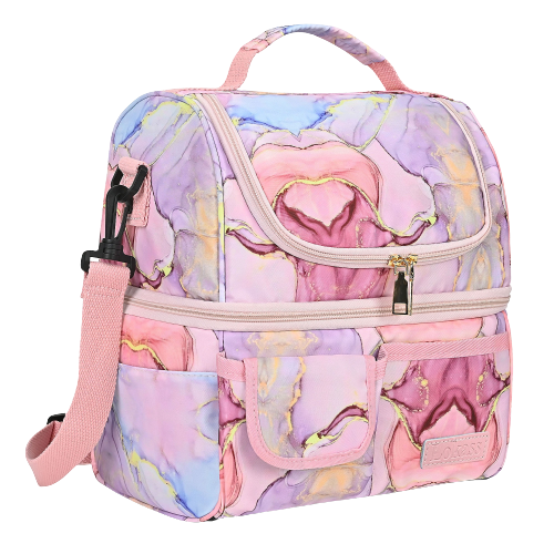 Grand sac isotherme rose abstraite universel