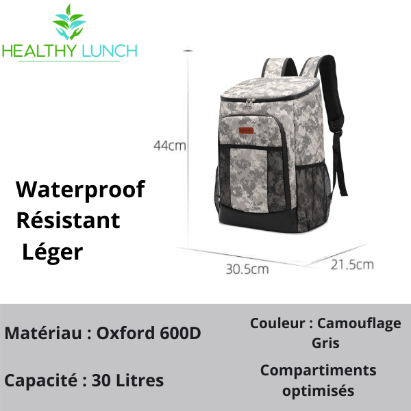 sac à dos isotherme camouflage gris 30 litres