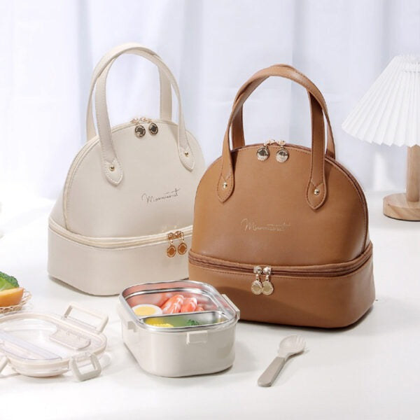 Lunch bag cuir rose mulfonctionnel