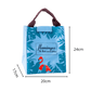 lunch bag isotherme bleu motif flamingos avec dimension