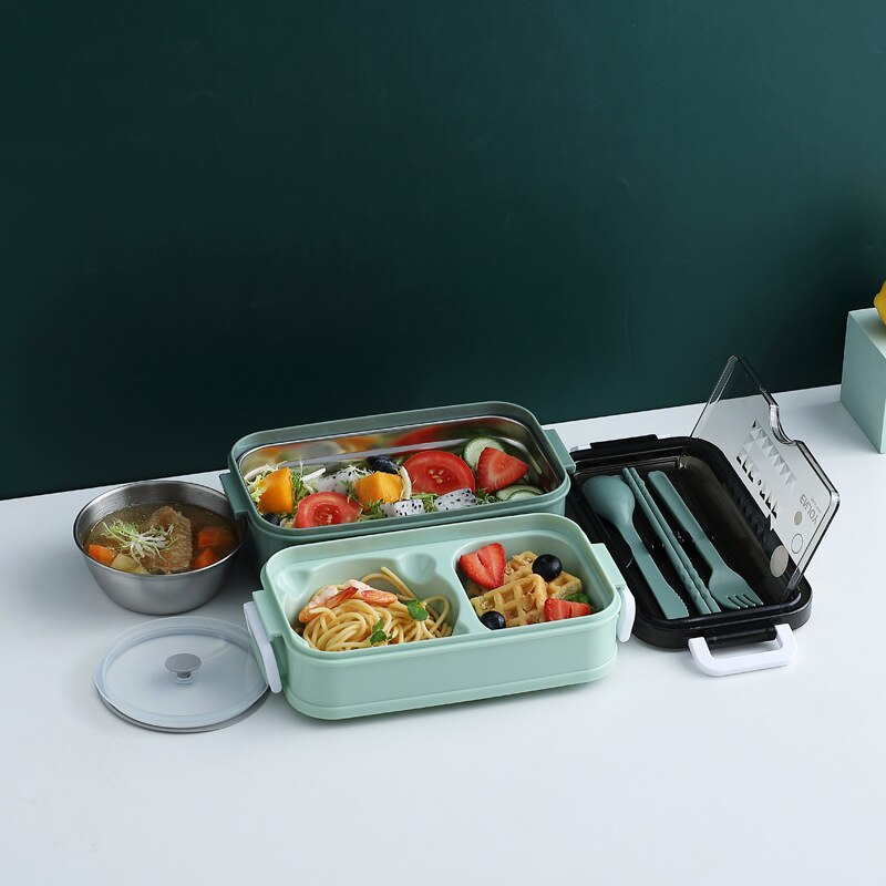 lunch box trois compartiments verte