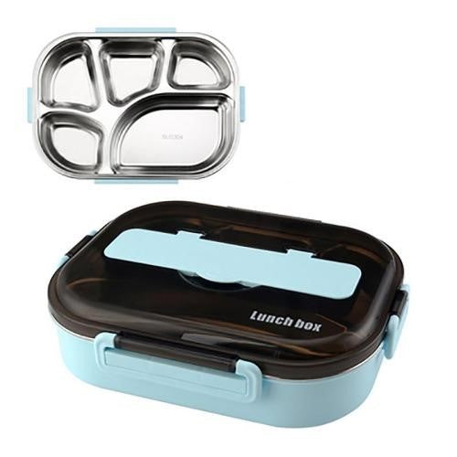 lunch box acier inoxydable bleu cinq compartiments