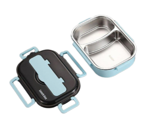 lunch box acier inoxydable bleu deux compartiments