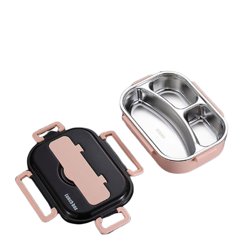 lunch box isotherme inox rose trois compartiments
