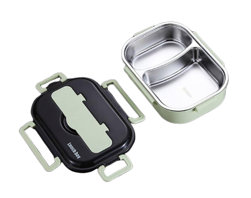 lunch box acier inoxydable verte deux compartiments