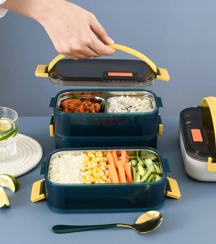 Lunch Box Inox Bleue Étages