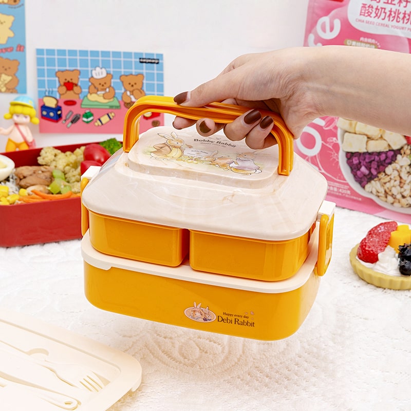 lunch box jaune pour enfants lapin poignée