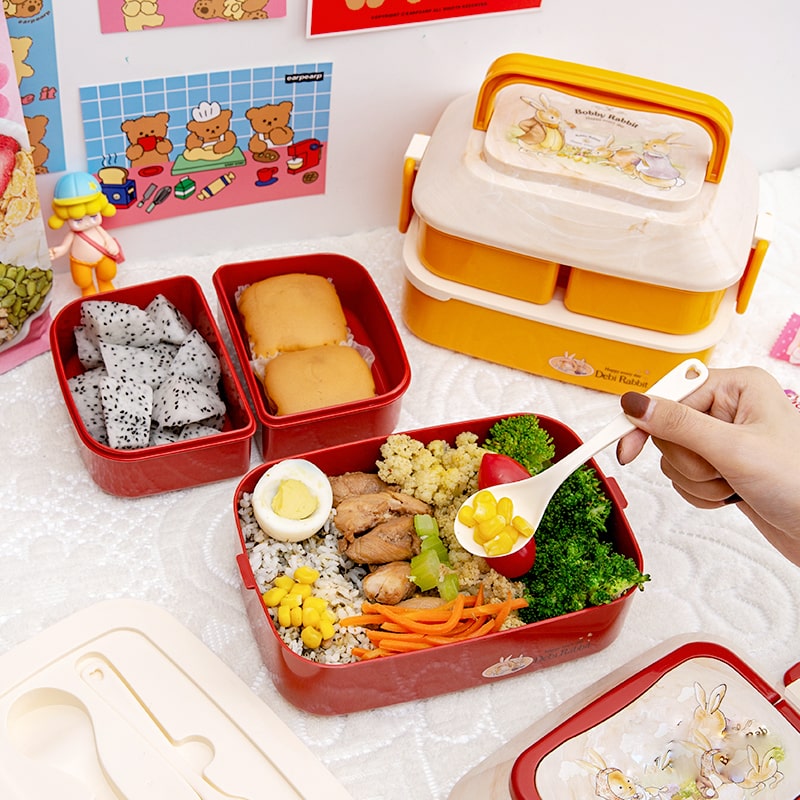 lunch box rouge pour enfants lapin healthy