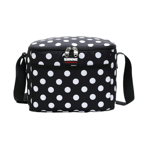 Sac à déjeuner pois blanc portatif