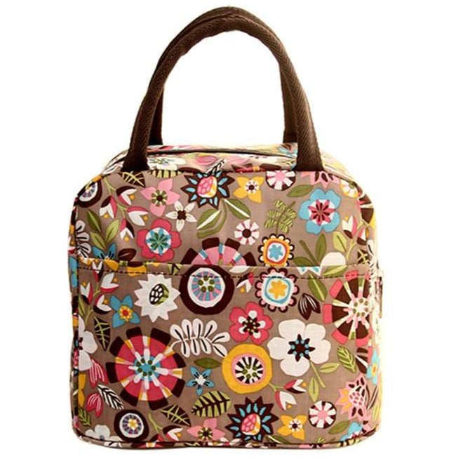 sac à repas motif fleurs multicolores