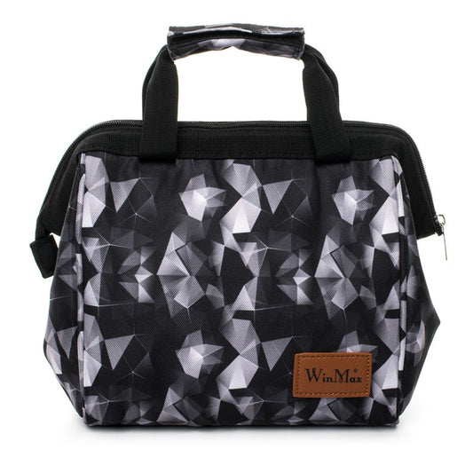 Lunch bag noir design géométrique