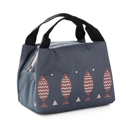 sac isotherme pour repas gris motif poisson