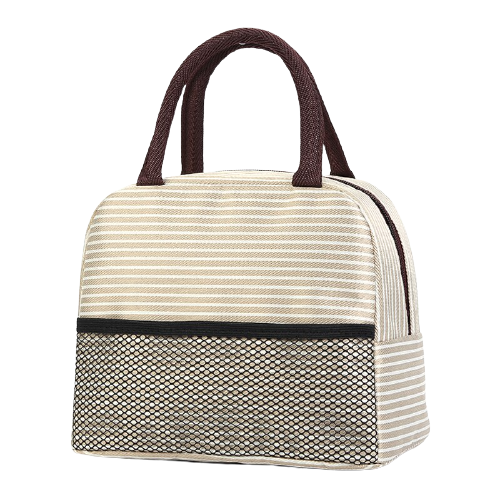 sac isotherme pour repas raye beige
