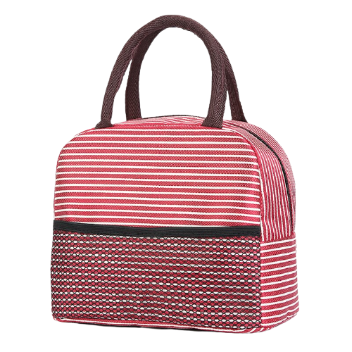 sac isotherme pour repas rayé rouge